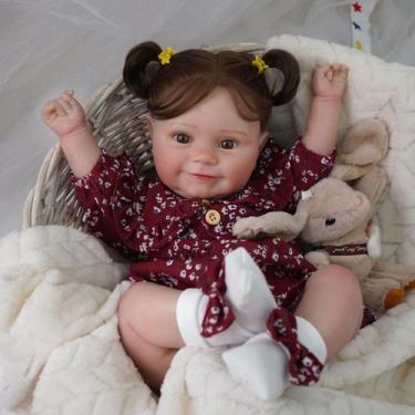 Imagem de Boneca Bebê Reborn Brastoy Realista Silicone 48cm Conjunto de Roupa Ch