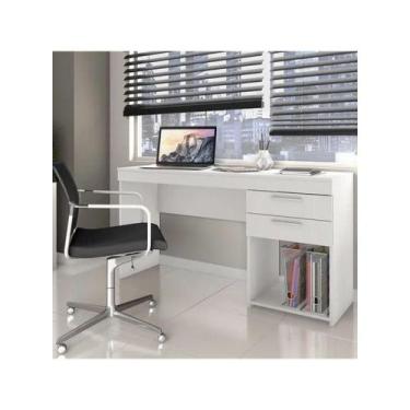 Imagem de Mesa De Escritório Office Com 2 Gavetas Notável Branco Brilho New - NO