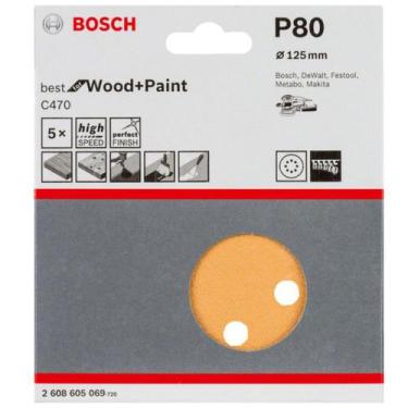 Imagem de Disco Hookit 125mm Grão 80 com 5 Unidades 8 Furos Bosch - BOSCH ABRASI