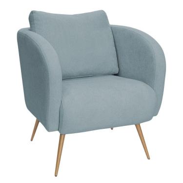 Imagem de Poltrona Decorativa Dana Pés Palito Ouro Fosco Bouclé Azul Claro - Nexta Casa