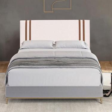 Imagem de Cabeceira Casal 140cm Linho Madeira Maciça Eucalipto Quarto Cama Box -