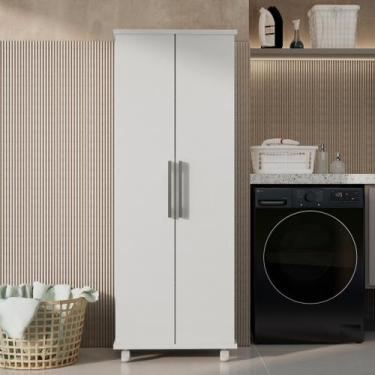 Imagem de Armário Lavanderia 2 Portas com Espaço para Vassouras Multiuso com Rod