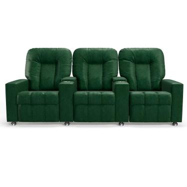 Imagem de Poltrona Do Papai Reclinável 3 Lugares Arsenal PU Fibra Siliconada Espuma Soft Verde Encantum