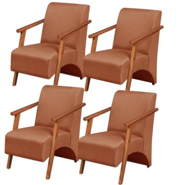 Imagem de Kit 4 Poltronas Venus 1 Lugar Tecido Suede Terracota Unidecor