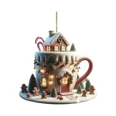 Imagem de Enfeites De Natal Em Acrílico: Casa De Neve, Caneca De Café E Pingente