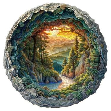 Imagem de Quebra-cabeça de madeira Jollitot Cave Forest 3D 505 peças para adulto