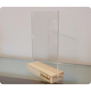 Imagem de Kit 15 Displays 10x15 de Mesa em Pinus e Acrílico Vertical com Base Pe