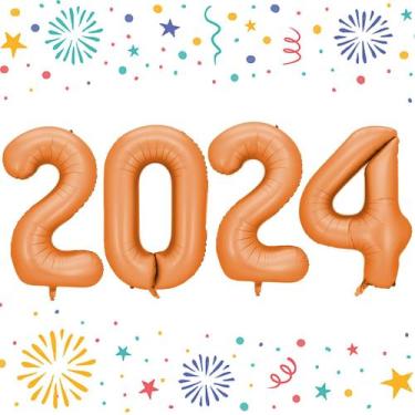 Imagem de Balão KALOR 2024 Giant Orange Number 40cm Graduation