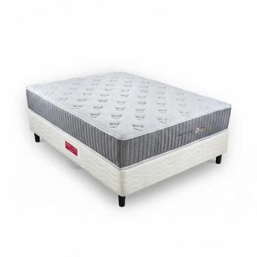 Imagem de Conjunto colchão cama box bege fit casal bellagio gel orthocrin 138x18