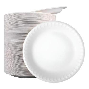 Imagem de 100 Prato Isopor Descartável Refeição C/ 100 Un  - Congratulations Sto