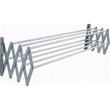 Imagem de Varal Sanfonado 80cm Em Alumínio De Parede Retrátil Cor Cinz - Congrat