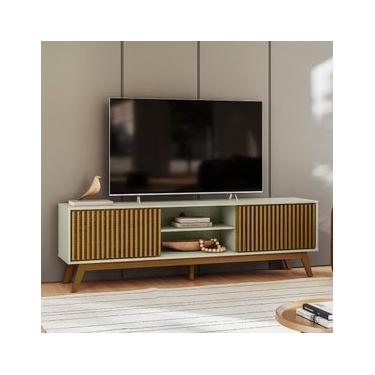 Imagem de Rack Olivar Fox 180 Ripado Para TV até 65 Porta Deslizante 2 Portas 4 Nichos