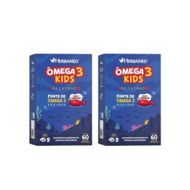 Imagem de Kit 2 Ômega 3 Infantil 60 Cápsulas Mastigaveis Sabor Cereja - Herbamed