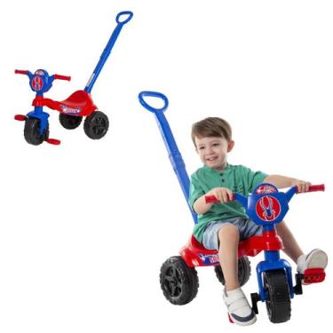 Imagem de Triciclo Infantil Homem Passeio Aranha Menino C/ Empurrador - Kendy Br