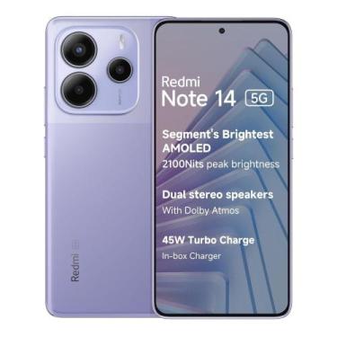 Imagem de Smartphone RedmiNote 14 5G Global 256GB, 8GB RAM, Roxo/Lilás, Android 
