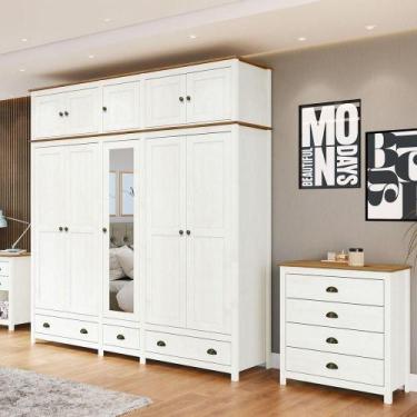 Imagem de Conjunto Quarto Casal Guarda Roupa 9101-9139BF 10 Portas 4 Gavetas Mad