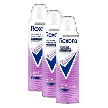 Imagem de kit 3 Desodorante Aerosol Antitranspirante Rexona Active Emotion 150ML