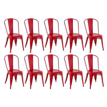 Imagem de Kit 10 Laráz Cadeiras Iron Tolix Industrial Vermelho - Laraz