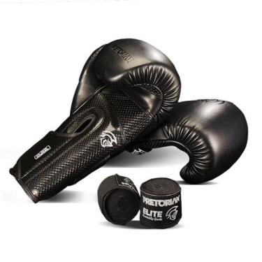 Imagem de Kit Luva De Boxe E Muay Thai + Bandagem Pretorian Elite, 14oz, Preto
