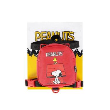 Imagem de Mochila Peitoral Pet Média com Guia em Poliéster Snoopy - Luxcel, Verm