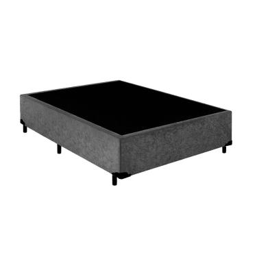 Imagem de Cama Box Casal Suede Extremo Reforçado Estrutura em Madeira Sintético Cinza Homequeen