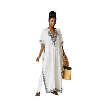 Imagem de Kaftan plus Size Para Mulheres, Saída De Praia, Vestido De Banho Borda