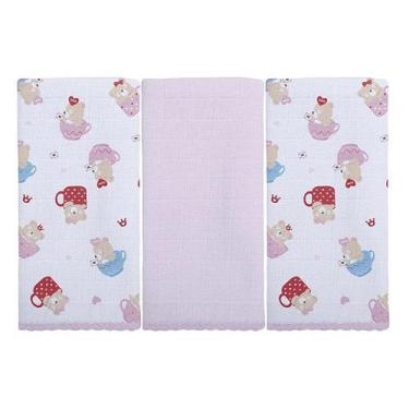 Imagem de Pano De Boca Estampado Liso 34x40cm Kit Com 3 Unidades Baby Incomfral 