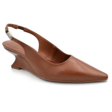 Imagem de Scarpin Anabela Slingback Feminino Suzzara, Marrom, 36