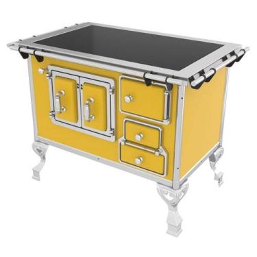 Imagem de Fogão A Lenha Venâncio Tradicional Nº2 Vitroceramico Amarelo Saída Esq