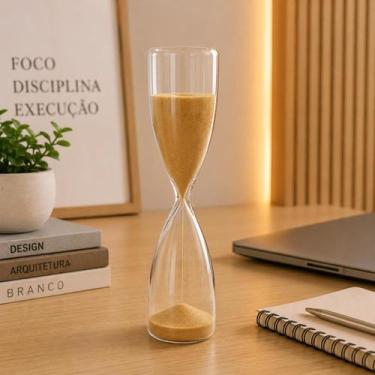 Imagem de AMPULHETA VIDRO 15 MINUTOS (TRANSPARENTE BEGE) 22cm - GNJ HOME DECOR