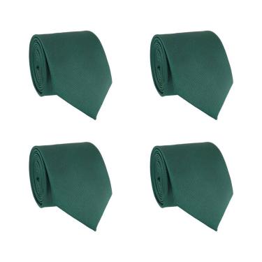 Imagem de Kit 4 Gravatas Social  Tons de Verde Masculina Slim Lisa Padrinho Casamento Noivo Trabalho Congresso