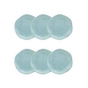 Imagem de Conjunto de Pratos de Sobremesa Blue Bay 6 Peças Porcelana Azul Oxford