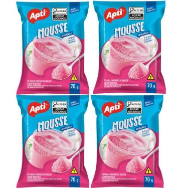 Imagem de Mistura para Mousse Cremoso Kit com 4 Pacotes - Apti, Morango