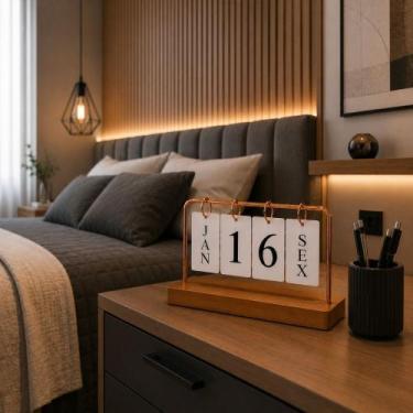 Imagem de Calendário De Mesa Permanete Rosê Decorativo Com Plaquinhas - Fwb, Ros