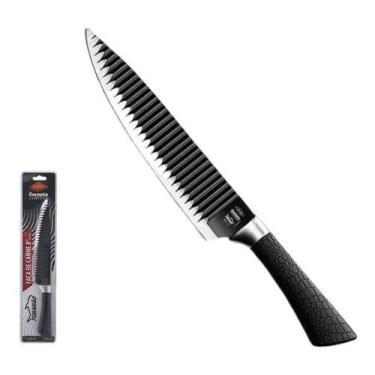 Imagem de Faca Corneta Tubarão Sushi Sashimi Aço Inox 20cm Cozinha Preta