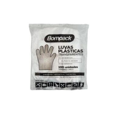 Imagem de Luva Plástica Bompack Descartável Com 100 Unidades