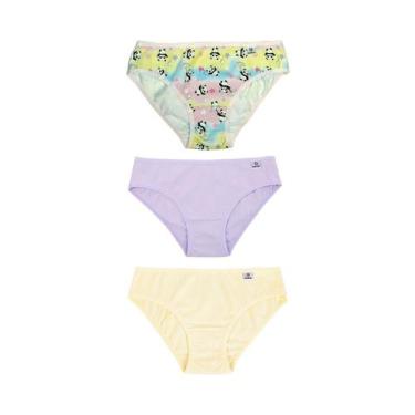 Imagem de Kit 3 Calcinha Delrio Infantil 51309 Unicornio/Lilas/Amar, P, Rosa pan