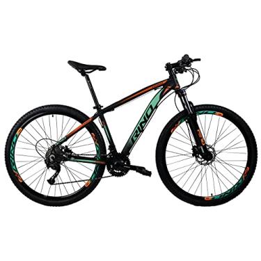 Imagem de Bicicleta Aro 29 Rino Everest Color 27v 7.0 – Cambio Traseiro Shimano Alivio, Dianteiro Tourney, Alavanca Altus, K7 e Pedivela Shimano, Freio Hidraulico, Suspensão Trava (Laranja/Verde Agua, 19)