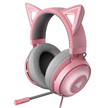 Imagem de Razer Kraken Kitty Fone de ouvido para jogos RGB USB: THX 7.1 Spatial Surround Sound - Iluminação Chroma RGB - Microfone retrátil com cancelamento de ruído ativo - Moldura de alumínio leve - para PC - Quartzo rosa