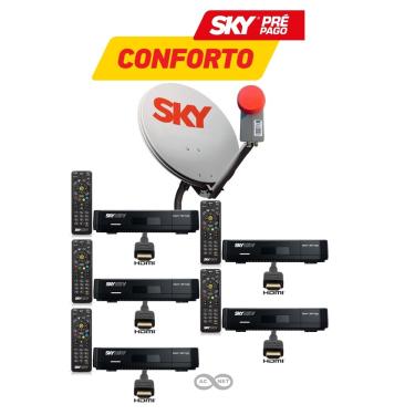Imagem de Sky Pre Pago Conforto - Kit Completo com 05 Receptores