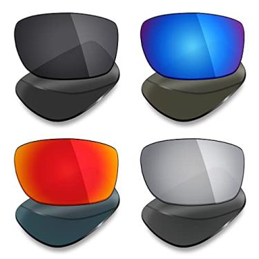 Imagem de Mryok 4 pares de lentes polarizadas de substituição para óculos de sol Costa Del Mar Jose, preto oculto/vermelho fogo/azul gelo/titânio prata