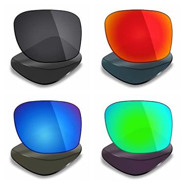 Imagem de Lentes de substituição polarizadas para óculos de sol Oakley Triggerman da Mryok 4 pares – preto discreto/vermelho fogo/azul gelo/verde esmeralda
