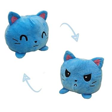 Imagem de Pelucia Gatinho Reversível TikTok Feliz e Triste Pelúcias do Humor Igual Polvo Emoções (Gatinho Azul)