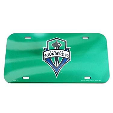 Imagem de WinCraft Placa de licença de espelho de cristal Seattle Sounders Soccer WCR12497115, preta
