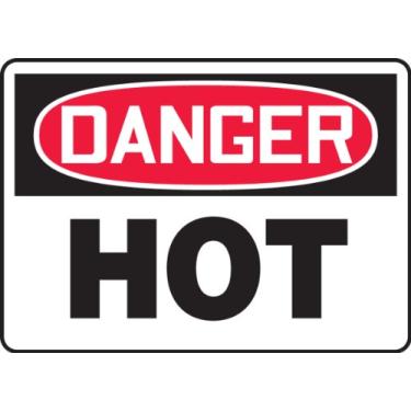 Imagem de Accuform MCHL122VS Placa de reciclagem de vinil adesiva, Legend"Danger Hot", 12,7 cm de comprimento x 17,7 cm de largura x 0,00 cm de espessura, vermelho/preto sobre branco, 12,7 cm de altura, 18 cm de largura, 12,7 cm de comprimento, vinil, 12,7 cm x 17,7 cm