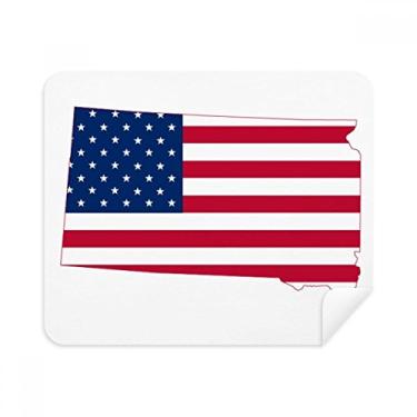 Imagem de Dakota do Sul EUA Mapa Estrelas Listras Bandeira Forma Pano de Limpeza Limpador de Tela 2 Peças Tecido de Camurça