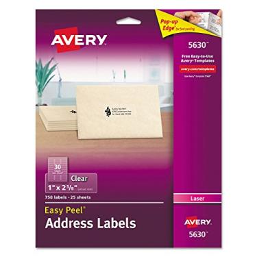 Imagem de AVERY Etiquetas Laser 5630, Endereço, 1" X2-5/8 ", 750/Bx, Transparente