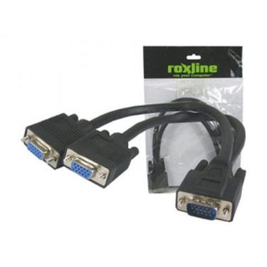 Imagem de Cabo Y VGA SVGA RGB 1 Macho X 2 Fêmeas 30cm 1pc X 2 monitores - Roxline