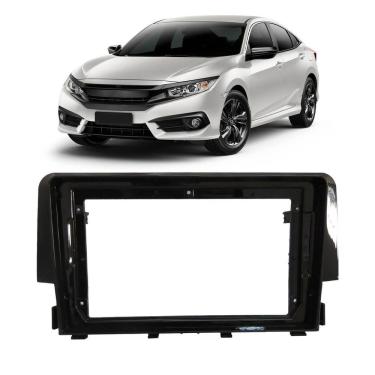 Imagem de Moldura 2 Din Honda Civic G10  9" 2016 em Diante - Black Piano
