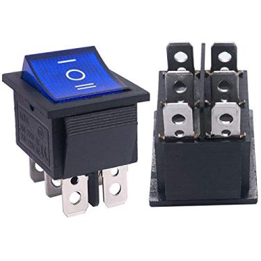 Imagem de Twidec 2Pcs Interruptor Oscilante Ac 20A 125V 15A 250V Dpdt 6 Pinos 3 Posição Ligado Desligado Ligado Luz Conduziu Azul Iluminado Interruptor De Barco Kcd4 Kcd2-203N-Bu Conduziu Azul